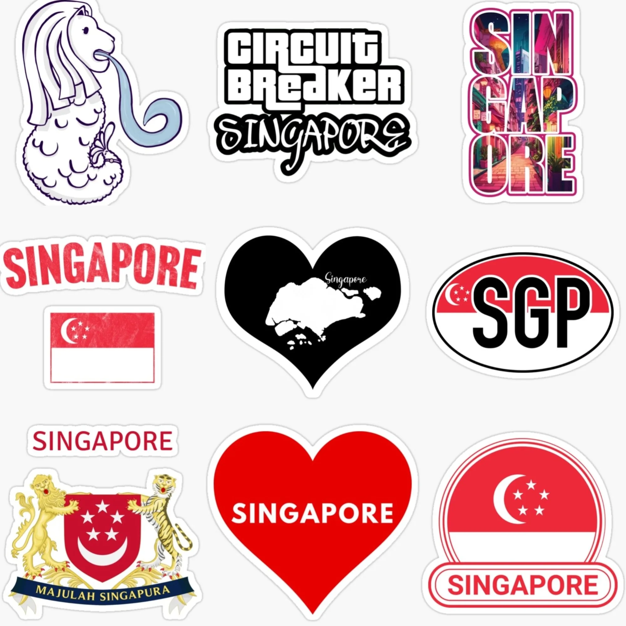 Car Accessories Singapore - Singapur SGP Flaga Mapa Merlion Emblem