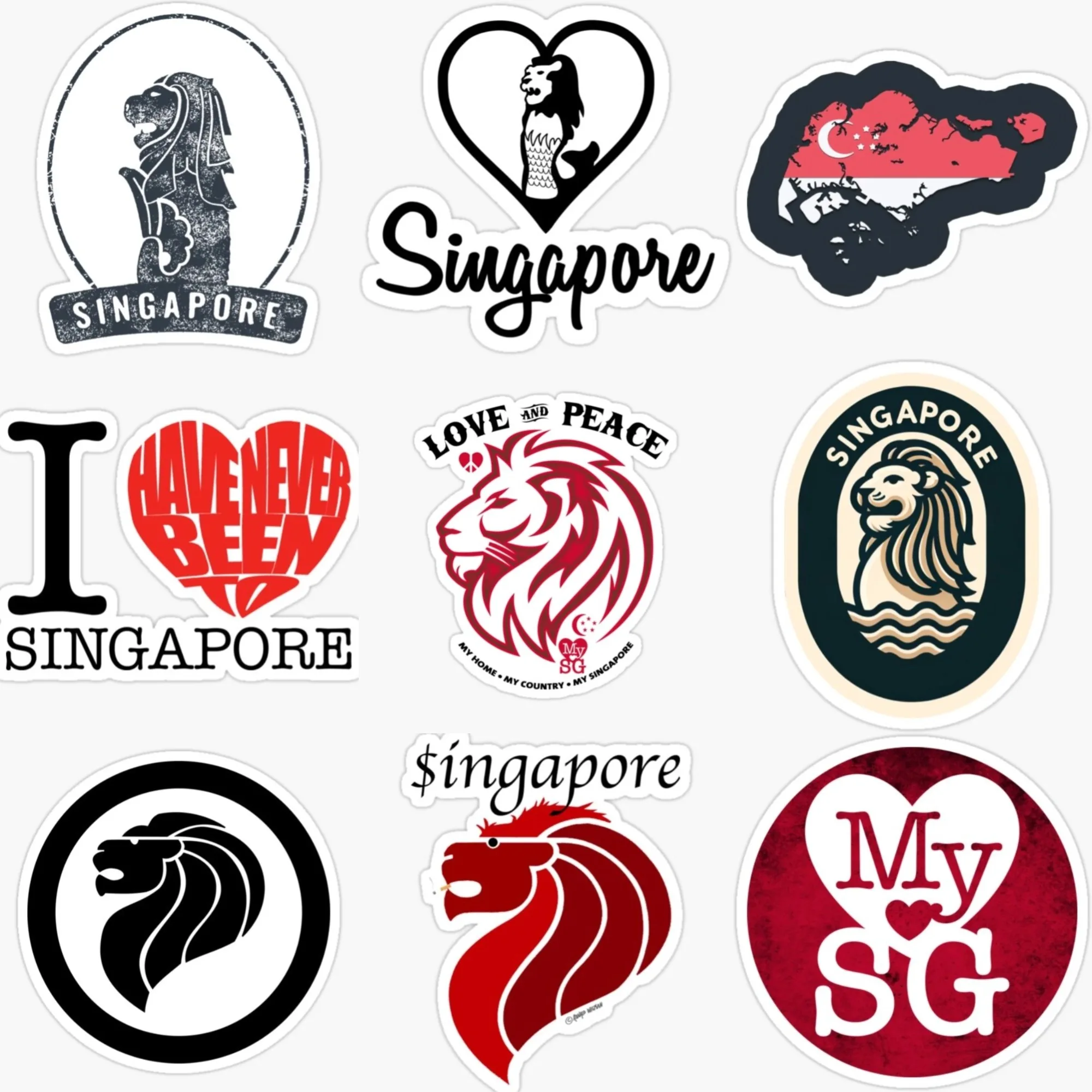 Car Accessories Singapore - Singapur SG Flaga Mapa Merlion Emblem