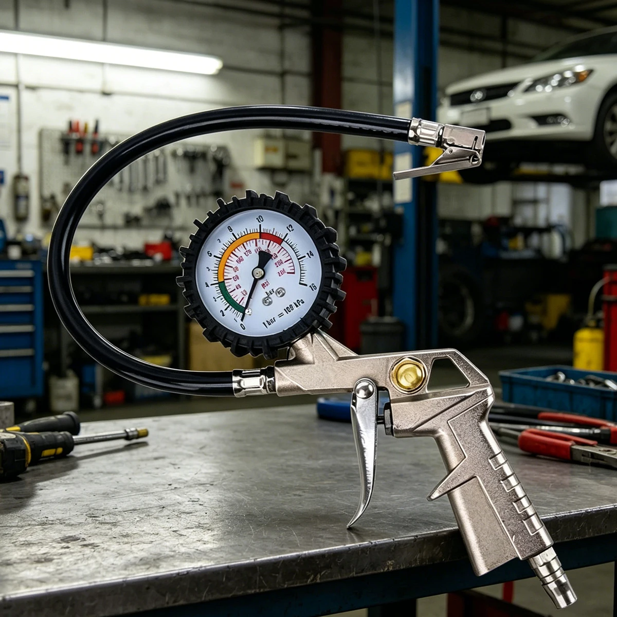 Car Accessories Job - Pistolet do pompowania opon, miernik ciśnienia